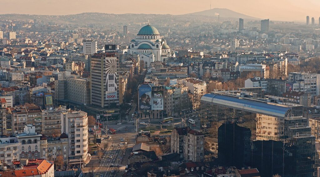 Belgrade cityscape on the Danube, Serbia immigration destination