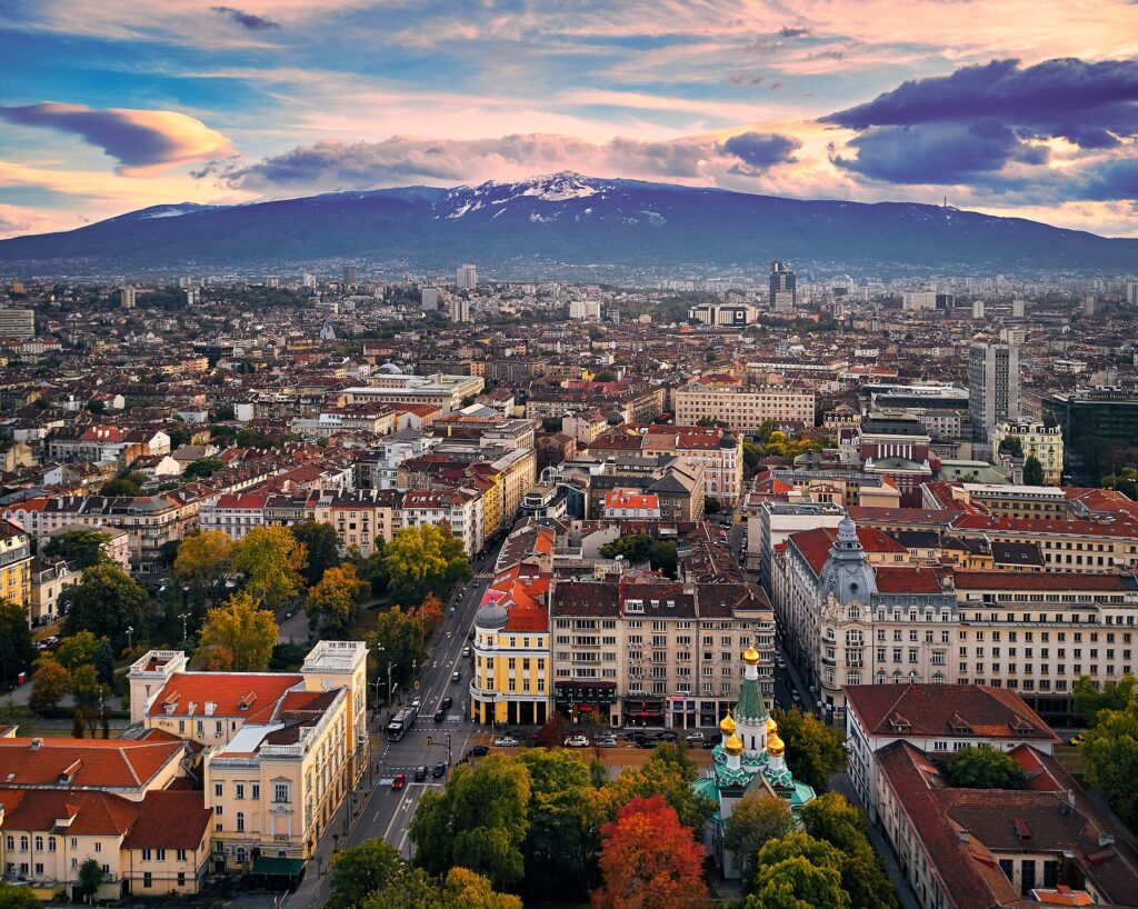 Sofia skyline with Vitosha mountain, Bulgaria immigration destination